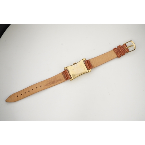 127 - A gentleman's 1950's 10k gold filled Longines manual wind wrist watch, on a later associated leather... 