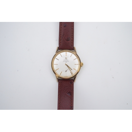 128 - A gentleman's early 1960's steel and gold plated Omega Seamaster 30 manual wind wrist watch, on a la... 