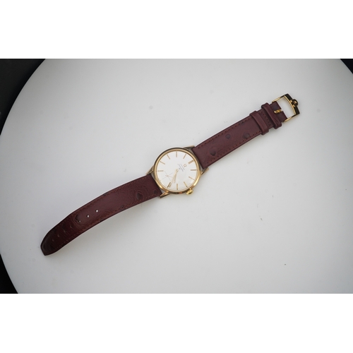 128 - A gentleman's early 1960's steel and gold plated Omega Seamaster 30 manual wind wrist watch, on a la... 