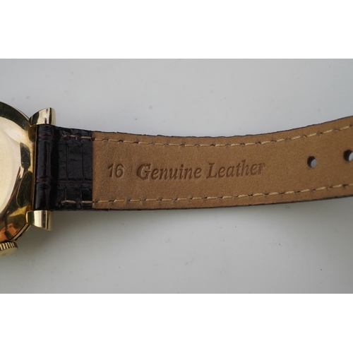 131 - A gentleman's 1950's gold plated Jaeger LeCoultre Memovox manual wind wrist watch, on a later associ... 