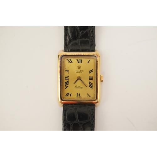 136 - A gentleman's 18ct gold Rolex Cellini manual wind wrist watch, with rectangular Roman dial, case dia... 