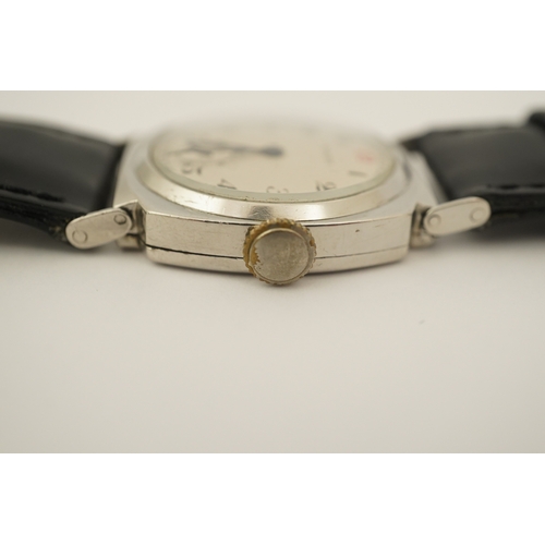 137 - A gentleman's rare 1940's? platinum Rolex manual wind wrist watch, with Arabic dial, red 12 and subs... 