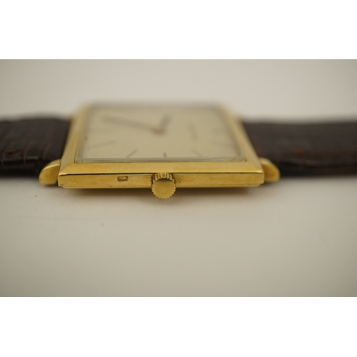 138 - A gentleman's 18ct gold Audemars Piguet manual wind dress wrist watch, with square dial and baton nu... 