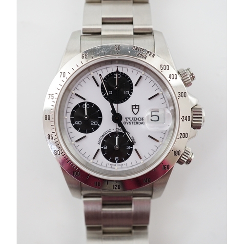 140 - A gentleman's 2002 stainless steel Tudor Oysterdate Automatic Chrono Time 'Big Block' panda dial wri... 