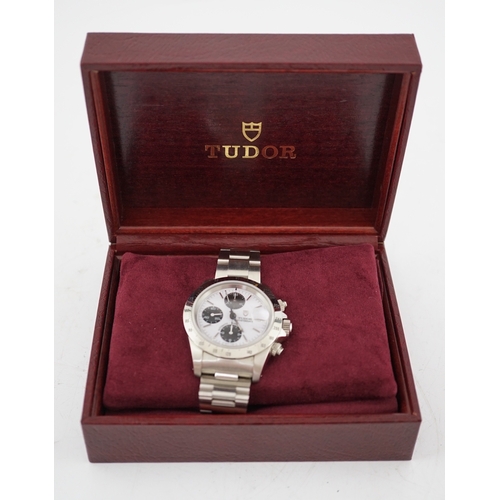 140 - A gentleman's 2002 stainless steel Tudor Oysterdate Automatic Chrono Time 'Big Block' panda dial wri... 