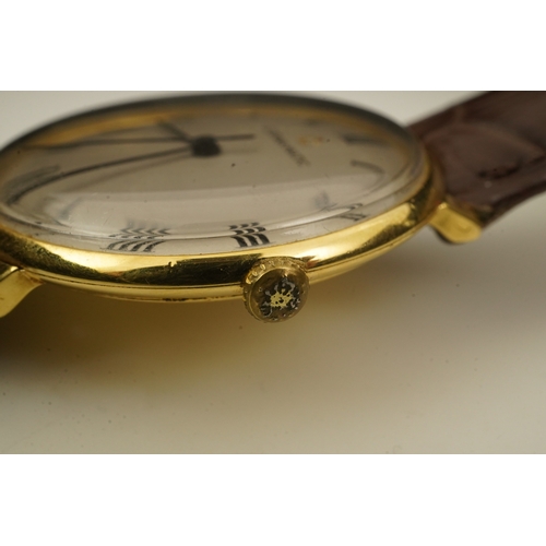 142 - A gentleman's 18ct gold Eterna-Matic manual wind dress wrist watch, on a later associated Hirsch lea... 