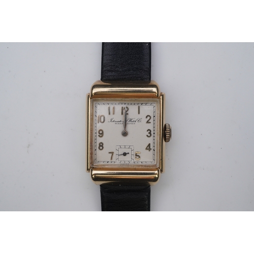 145 - A gentleman's mid 20th century 14k gold International Watch Company manual wind wrist watch, on a la... 