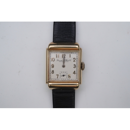 145 - A gentleman's mid 20th century 14k gold International Watch Company manual wind wrist watch, on a la... 