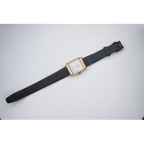 145 - A gentleman's mid 20th century 14k gold International Watch Company manual wind wrist watch, on a la... 