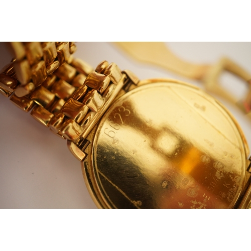 146 - A gentleman's 1990's 18ct gold Rolex Cellini quartz dress wrist watch, on an 18ct gold Rolex brick l... 