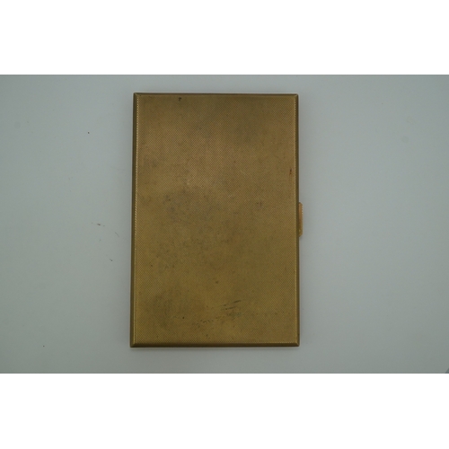 154 - A 9ct gold rectangular cigarette case, circa 1947 of rectangular outline, the exterior with engine-t... 