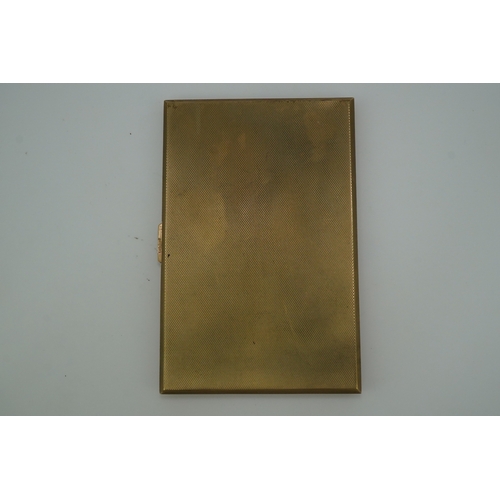 154 - A 9ct gold rectangular cigarette case, circa 1947 of rectangular outline, the exterior with engine-t... 