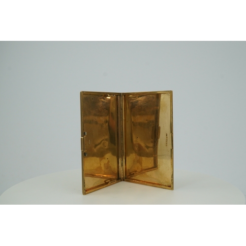 154 - A 9ct gold rectangular cigarette case, circa 1947 of rectangular outline, the exterior with engine-t... 