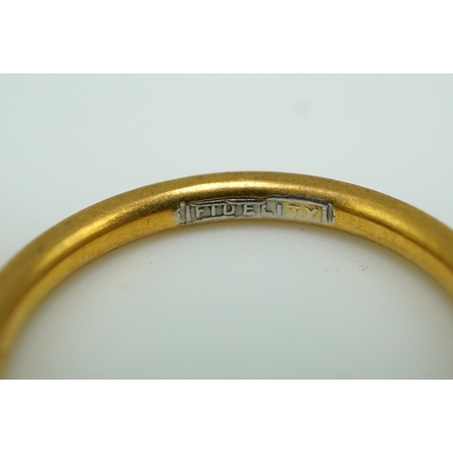 157 - Five 22ct gold wedding bands, each with British hallmarks, combined gross weight 33 grams