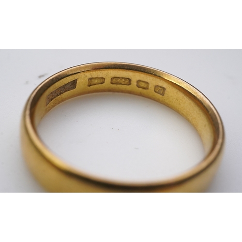 157 - Five 22ct gold wedding bands, each with British hallmarks, combined gross weight 33 grams