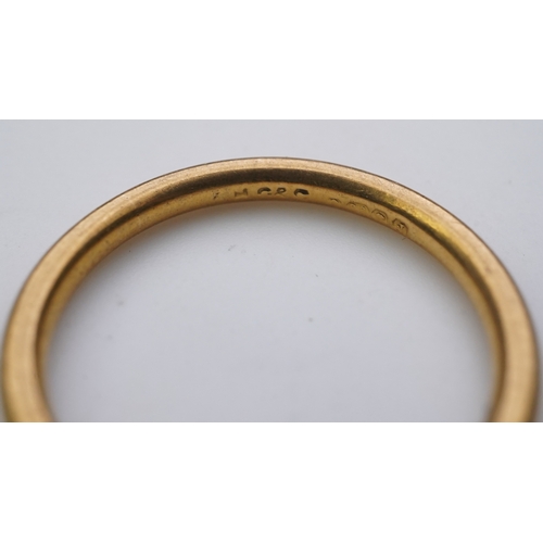 157 - Five 22ct gold wedding bands, each with British hallmarks, combined gross weight 33 grams