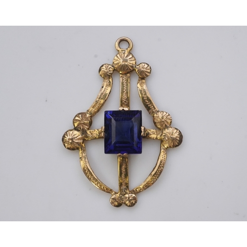 164 - A collection of three brooches and a pendant, 19th and 20th century, comprising: a synthetic sapphir... 