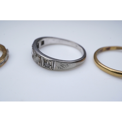 174 - Three diamond rings, comprising: a five-stone diamond ring, stamped 18CT & PLAT; an eternity ring ch... 