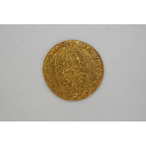 198 - A medieval gold zecchino coin, Republic of Venice, Antonio Venier (1382-1400), gross weight 3.3 gram... 