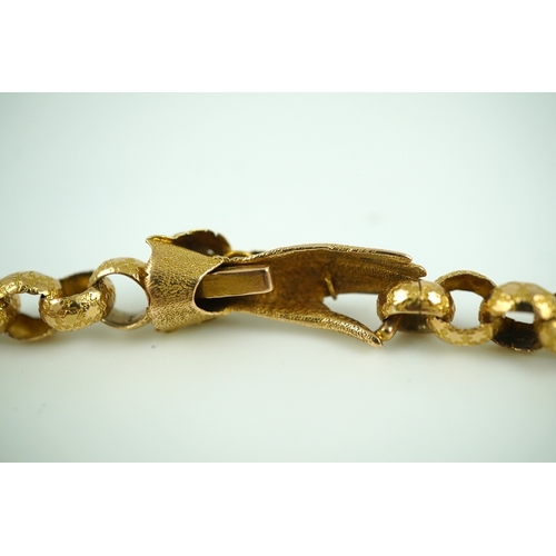 211 - An attractive Georgian gold long guard chain, early 19th century, composed of gold links stamped wit... 