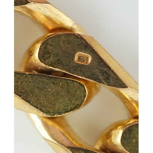 266 - A 9ct gold bracelet, circa 1989, of curb linking, length 21cm, British hallmarks, gross weight 38 gr... 