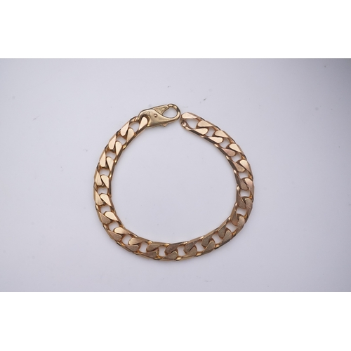 266 - A 9ct gold bracelet, circa 1989, of curb linking, length 21cm, British hallmarks, gross weight 38 gr... 