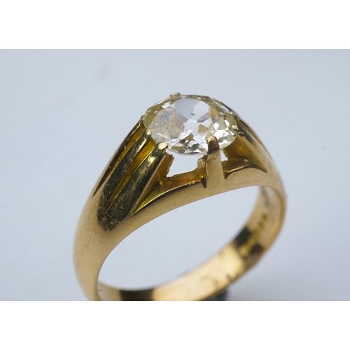 286 - A diamond ring, 1.28 carat old mine cut diamond ring, claw-set with an antique cushion-shaped diamon... 