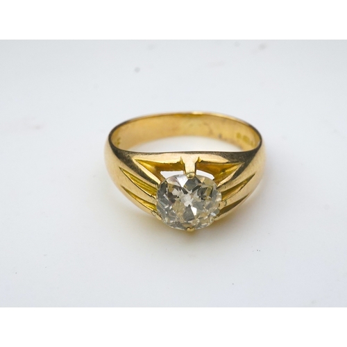 286 - A diamond ring, 1.28 carat old mine cut diamond ring, claw-set with an antique cushion-shaped diamon... 