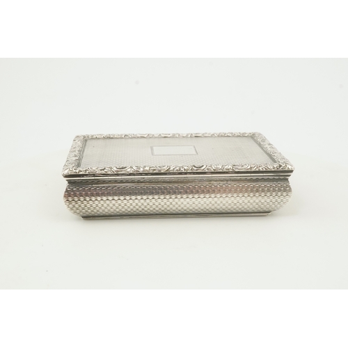 30 - A William IV Scottish engine turned  silver rectangular snuff box, by James Nasmyth, of bombe form, ... 