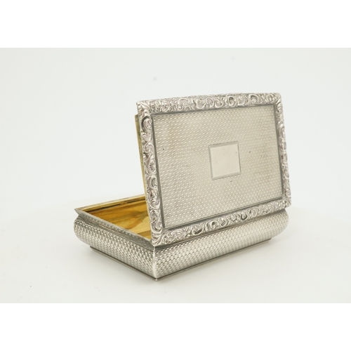 30 - A William IV Scottish engine turned  silver rectangular snuff box, by James Nasmyth, of bombe form, ... 