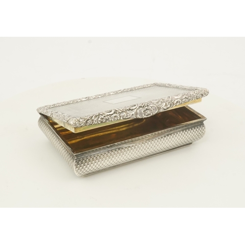 30 - A William IV Scottish engine turned  silver rectangular snuff box, by James Nasmyth, of bombe form, ... 