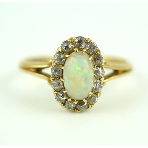 305 - Henry Newman, an Edwardian opal and diamond ring, Melbourne, Australia, circa 1900 of cluster design... 