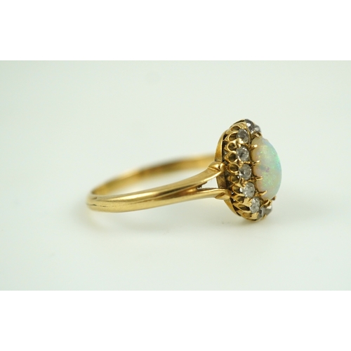 305 - Henry Newman, an Edwardian opal and diamond ring, Melbourne, Australia, circa 1900 of cluster design... 