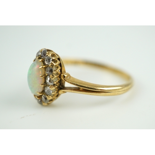 305 - Henry Newman, an Edwardian opal and diamond ring, Melbourne, Australia, circa 1900 of cluster design... 