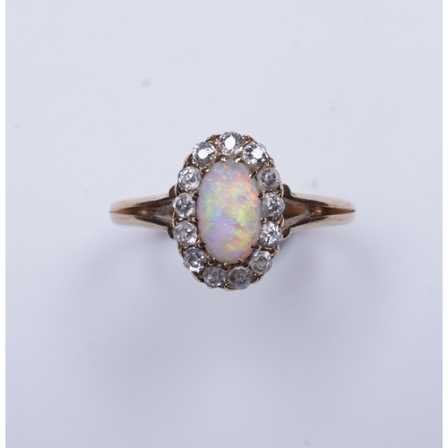 305 - Henry Newman, an Edwardian opal and diamond ring, Melbourne, Australia, circa 1900 of cluster design... 