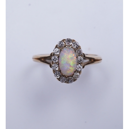 305 - Henry Newman, an Edwardian opal and diamond ring, Melbourne, Australia, circa 1900 of cluster design... 