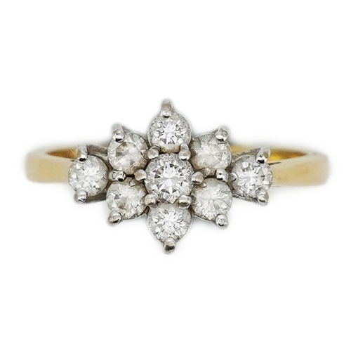 316 - A diamond ring, designed as an elongated cluster of brilliant-cut diamonds, mounted in 18ct gold, si... 