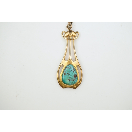 328 - Murrle, Bennett & Co., an Arts and Crafts turquoise pendant necklace, early 20th century, the stylis... 