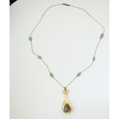 328 - Murrle, Bennett & Co., an Arts and Crafts turquoise pendant necklace, early 20th century, the stylis... 