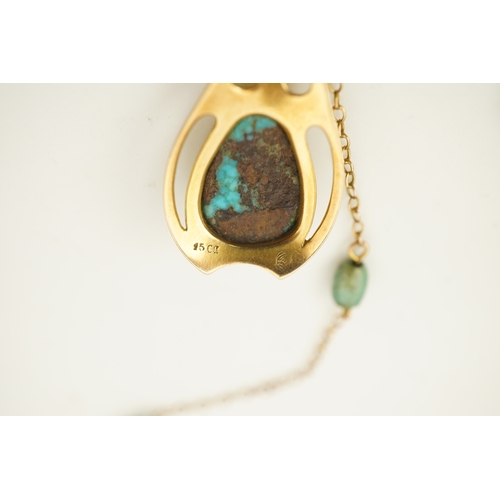 328 - Murrle, Bennett & Co., an Arts and Crafts turquoise pendant necklace, early 20th century, the stylis... 