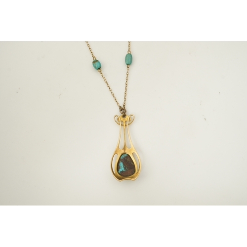 328 - Murrle, Bennett & Co., an Arts and Crafts turquoise pendant necklace, early 20th century, the stylis... 