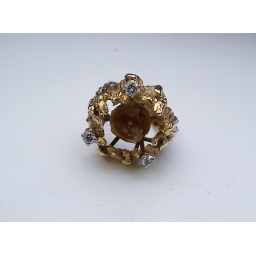 346 - Alan Martin Gard, a cultured pearl, gold and diamond ring, circa 1970, set with a cultured pearl, to... 