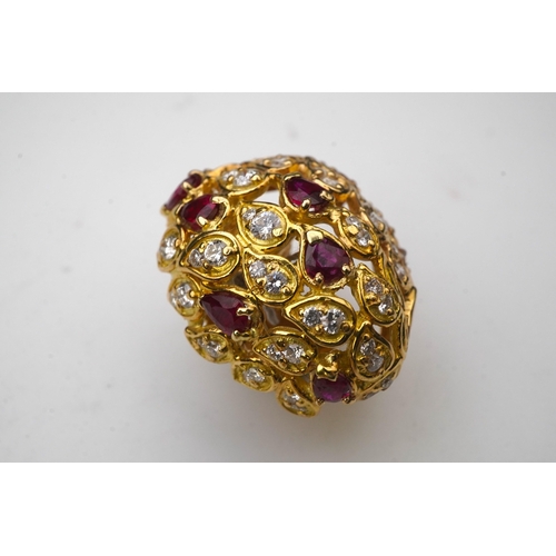 348 - André Col, a fine ruby and diamond demi-parure, France, third quarter 20th century, comprising: a ne... 