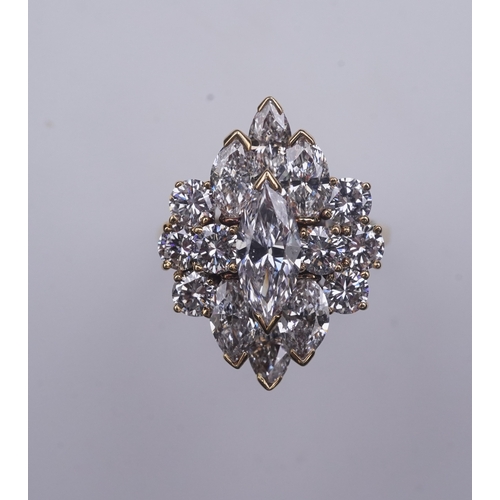 361 - Kutchinsky, a diamond ring, third quarter 20th century, designed as a cluster of marquise-shaped and... 