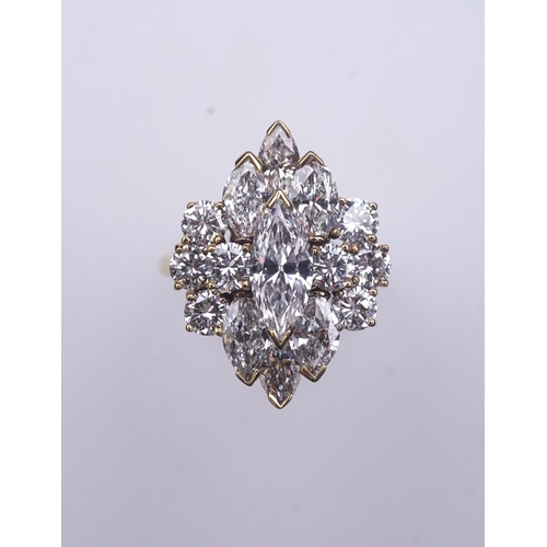 361 - Kutchinsky, a diamond ring, third quarter 20th century, designed as a cluster of marquise-shaped and... 