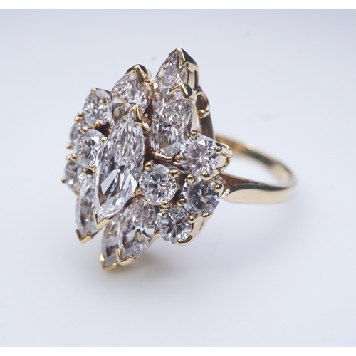 361 - Kutchinsky, a diamond ring, third quarter 20th century, designed as a cluster of marquise-shaped and... 