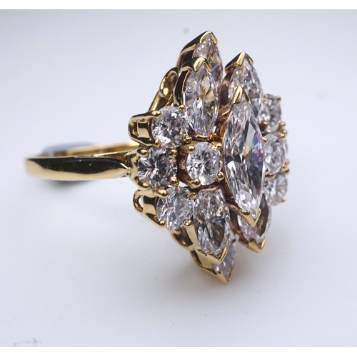 361 - Kutchinsky, a diamond ring, third quarter 20th century, designed as a cluster of marquise-shaped and... 