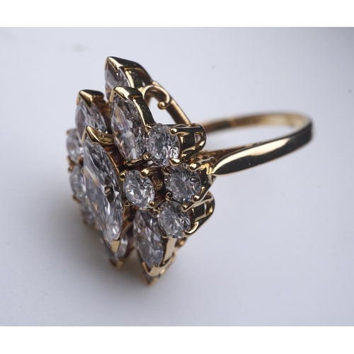 361 - Kutchinsky, a diamond ring, third quarter 20th century, designed as a cluster of marquise-shaped and... 