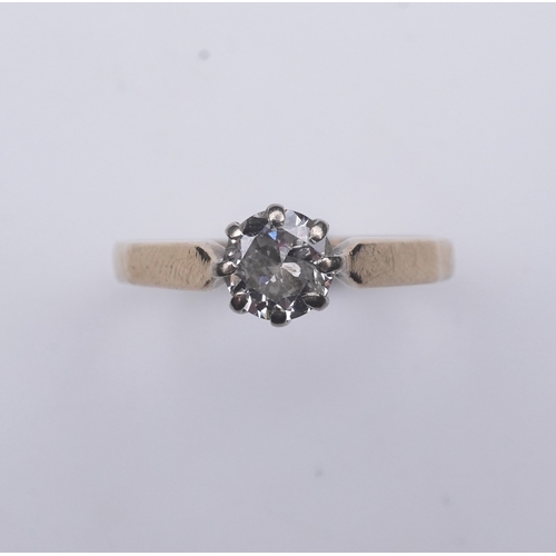 364 - A solitaire diamond ring, claw-set with a circular-cut diamond weighing approximately 0.60 carats, m... 