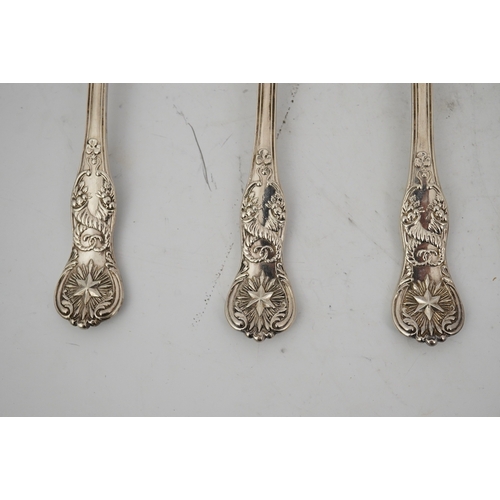 37 - A part canteen of early Victorian silver flatware, by Robert Wallis, double struck with an unusual p... 